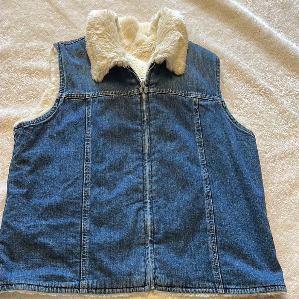 Denim Vest with Faux Fur Lining